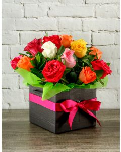 Caja de Rosas Multicolores