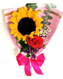 Ramo sencillo girasol y rosa