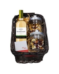 Canasta Vino Blanco 375ml y Frutos secos